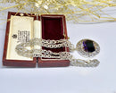 Vintage Large Blue John Pendant with Sterling Silver Chain