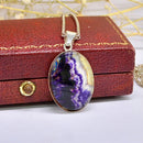 Vintage Blue John Pendant with Sterling Silver Chain