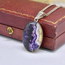 Vintage Blue John Pendant with Sterling Silver Chain