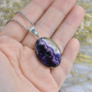 Vintage Blue John Pendant with Sterling Silver Chain