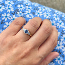 Art Deco Cornflower Blue Sapphire & Diamond Ring in 9ct Yellow Gold & Platinum, Circa 1930–40s