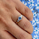 Art Deco Cornflower Blue Sapphire & Diamond Ring in 9ct Yellow Gold & Platinum, Circa 1930–40s