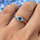 Art Deco Cornflower Blue Sapphire & Diamond Ring in 9ct Yellow Gold & Platinum, Circa 1930–40s