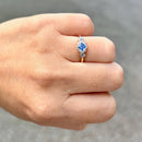 Art Deco Cornflower Blue Sapphire & Diamond Ring in 9ct Yellow Gold & Platinum, Circa 1930–40s