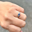 Art Deco Cornflower Blue Sapphire & Diamond Ring in 9ct Yellow Gold & Platinum, Circa 1930–40s