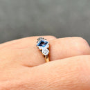Art Deco Cornflower Blue Sapphire & Diamond Ring in 9ct Yellow Gold & Platinum, Circa 1930–40s