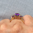 Vintage 2000s Amethyst & Diamond 9ct Yellow Gold Ring