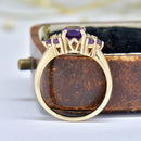Vintage 2000s Amethyst & Diamond 9ct Yellow Gold Ring