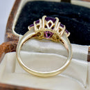 Vintage 2000s Amethyst & Diamond 9ct Yellow Gold Ring