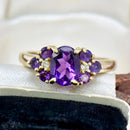 Vintage 2000s Amethyst & Diamond 9ct Yellow Gold Ring