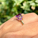 Vintage 2000s Amethyst & Diamond 9ct Yellow Gold Ring