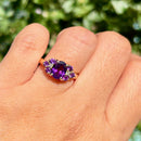Vintage 2000s Amethyst & Diamond 9ct Yellow Gold Ring