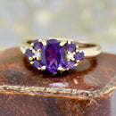 Vintage 2000s Amethyst & Diamond 9ct Yellow Gold Ring