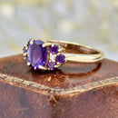 Vintage 2000s Amethyst & Diamond 9ct Yellow Gold Ring