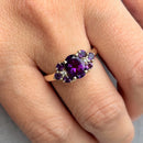 Vintage 2000s Amethyst & Diamond 9ct Yellow Gold Ring