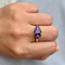 Vintage 2000s Amethyst & Diamond 9ct Yellow Gold Ring