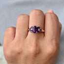 Vintage 2000s Amethyst & Diamond 9ct Yellow Gold Ring