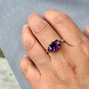 Vintage 2000s Amethyst & Diamond 9ct Yellow Gold Ring