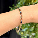 Sapphire & Diamond 9ct Yellow Gold Infinity Design Bracelet