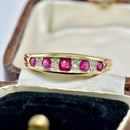 Ruby & Diamond 9ct Yellow Gold Five-Stone Ring