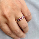 Ruby & Diamond 9ct Yellow Gold Five-Stone Ring