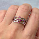 9ct White Gold Ruby Multi-Band Dress Ring