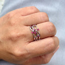 9ct White Gold Ruby Multi-Band Dress Ring
