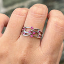 9ct White Gold Ruby Multi-Band Dress Ring