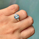 Vintage Aquamarine & Diamond Trilogy Ring in 18ct Yellow Gold (1.30ct)