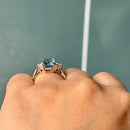 Vintage Aquamarine & Diamond Trilogy Ring in 18ct Yellow Gold (1.30ct)