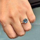 Vintage Aquamarine & Diamond Trilogy Ring in 18ct Yellow Gold (1.30ct)
