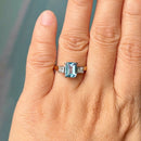 Vintage Aquamarine & Diamond Trilogy Ring in 18ct Yellow Gold (1.30ct)