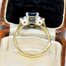Vintage Aquamarine & Diamond Trilogy Ring in 18ct Yellow Gold (1.30ct)