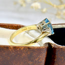 Vintage Aquamarine & Diamond Trilogy Ring in 18ct Yellow Gold (1.30ct)