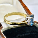 Vintage Aquamarine & Diamond Trilogy Ring in 18ct Yellow Gold (1.30ct)