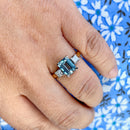 Vintage Aquamarine & Diamond Trilogy Ring in 18ct Yellow Gold (1.30ct)