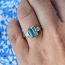 Vintage Aquamarine & Diamond Trilogy Ring in 18ct Yellow Gold (1.30ct)