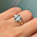 Vintage Aquamarine & Diamond Trilogy Ring in 18ct Yellow Gold (1.30ct)