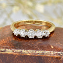 Antique 18ct Yellow Gold & Platinum Old-Cut Diamond Five-Stone Ring