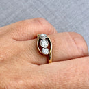 Antique 18ct Yellow Gold & Platinum Old European Cut Diamond Cross-Over Trilogy Ring