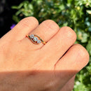 Antique 18ct Yellow Gold & Platinum Old European Cut Diamond Cross-Over Trilogy Ring