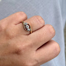 Antique 18ct Yellow Gold & Platinum Old European Cut Diamond Cross-Over Trilogy Ring