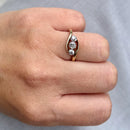 Antique 18ct Yellow Gold & Platinum Old European Cut Diamond Cross-Over Trilogy Ring
