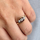 Antique 18ct Yellow Gold & Platinum Old European Cut Diamond Cross-Over Trilogy Ring