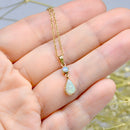 Vintage 9ct Yellow Gold Double Opal Drop Pendant Necklace