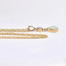 Vintage 9ct Yellow Gold Double Opal Drop Pendant Necklace