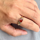 Vintage 1970s Heart-Shaped Carnelian 9ct Gold Signet Ring