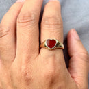 Vintage 1970s Heart-Shaped Carnelian 9ct Gold Signet Ring