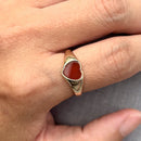 Vintage 1970s Heart-Shaped Carnelian 9ct Gold Signet Ring