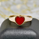 Vintage 1970s Heart-Shaped Carnelian 9ct Gold Signet Ring
